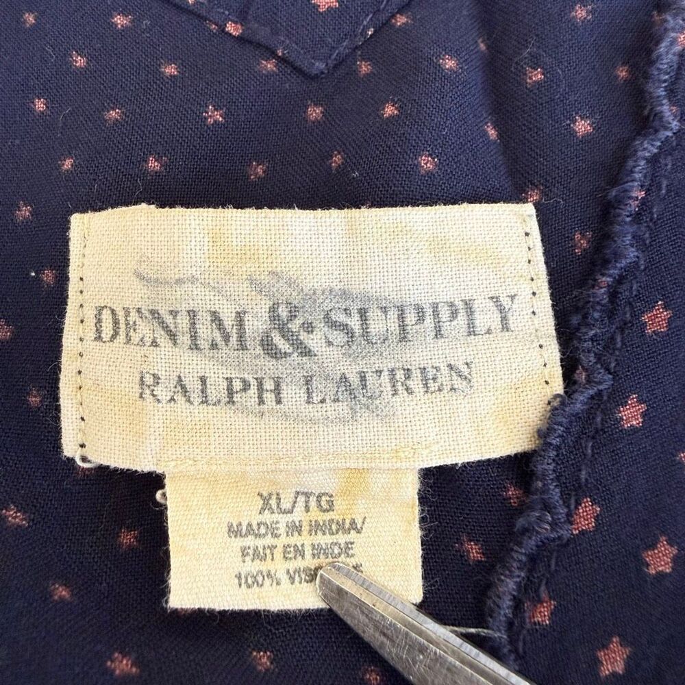 Denim & Supply Ralph Lauren Women's New Star Print Babydoll Blue Dress XL - Picture 5 of 9